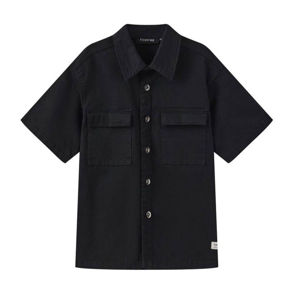 Firetrap Childrens/Kids Pocket Short-Sleeved Shirt / Black